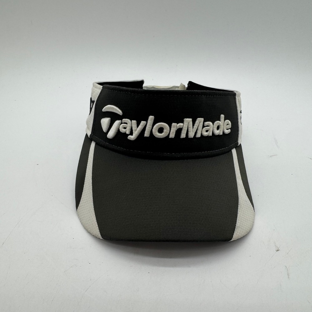 TaylorMade Golf Visor Black White Embroidered Logo Adjustable One Size Hat
